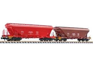 L260223 2-piece set, grain transport wagon, Uagpps, Bulgaria, red, Ep.V-VI