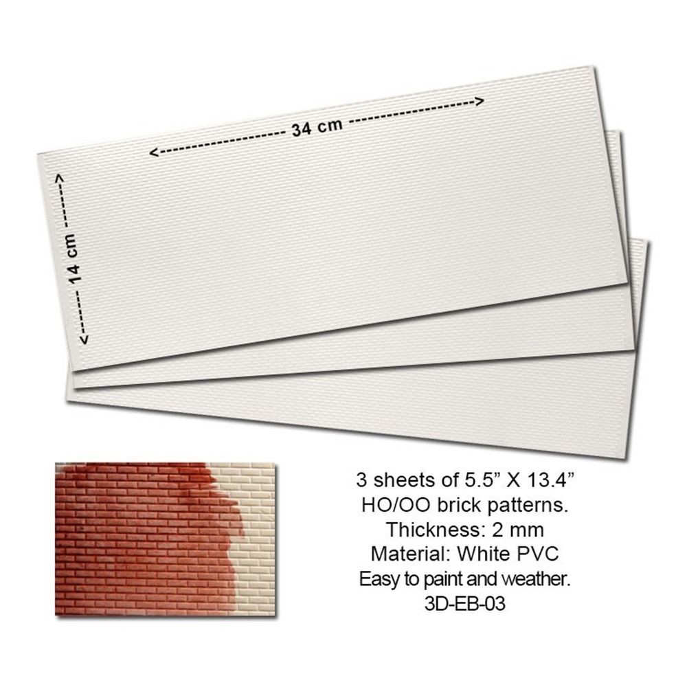 Bachmann Europe plc Embossed PVC Sheets (Brick Pattern) 3 pcs