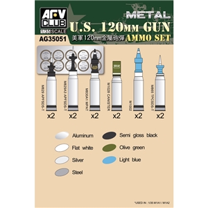 PKAG35051 US M1A1/M1A2 M256 120mm Ammo Set (aluminum)