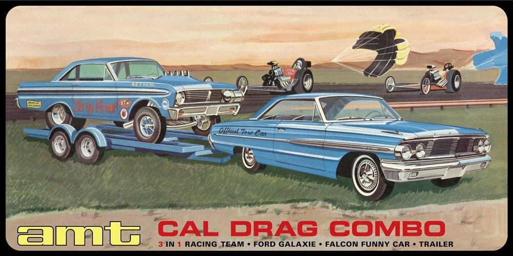 Cal Drag Combo 3-in-1 Racing Team (Galaxie Car  Falcon Car & Trailer)