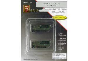 German Army SdKfz 251/1 Green Half-Track Vehicles (Qty 1 Ea)