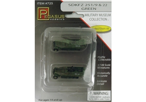 German Army SdKfz 251/9 & 251/22 Green Half-Track Vehicles (Qty 1 Ea)