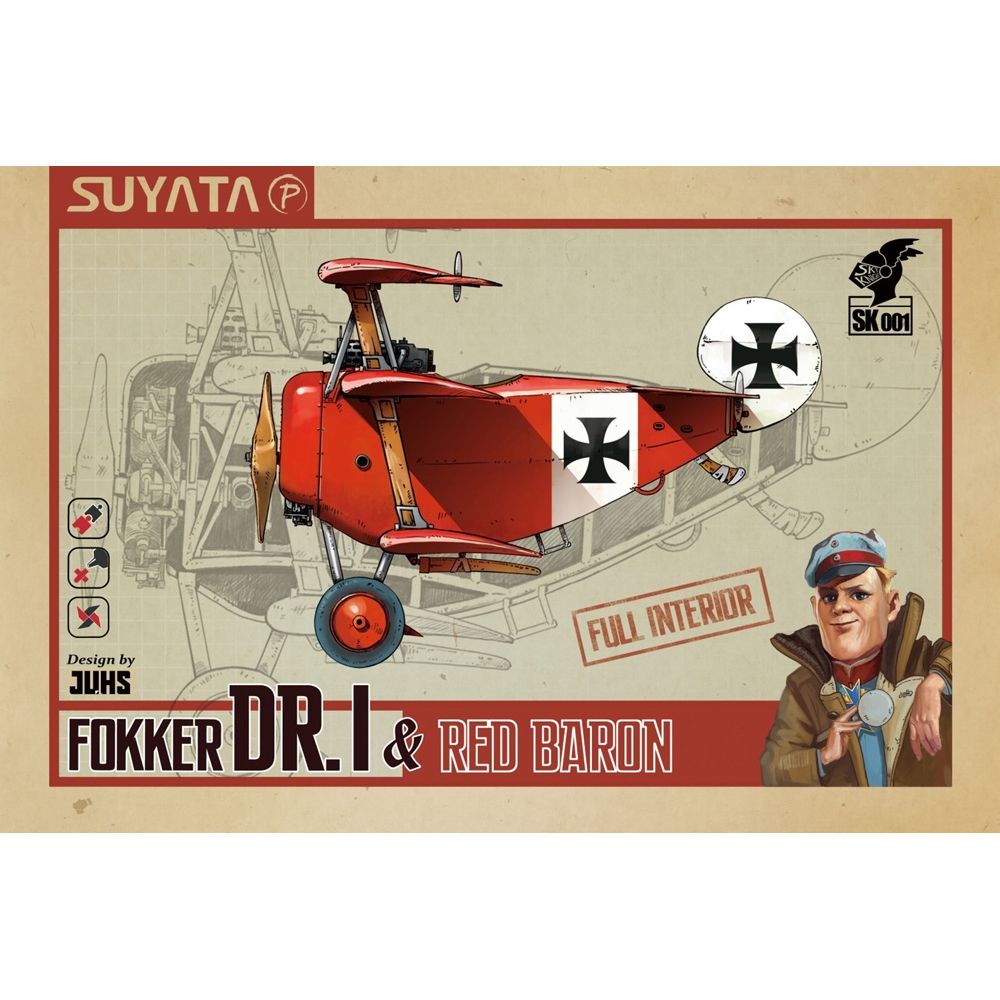 German Air Force Fokker Dr I Fighter Aircraft & Red Baron Figure