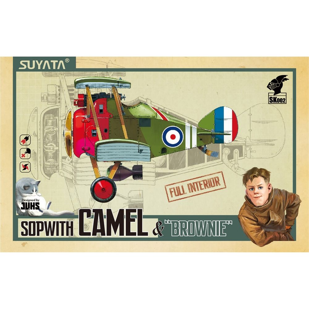 British RAF Sopwith Camel Fighter Aircraft &  Brownie  Figure