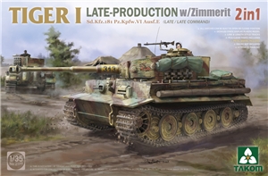 PKTAK02199 German WWII Tiger I Late/Late Command w/ Zimmerit 2 in 1