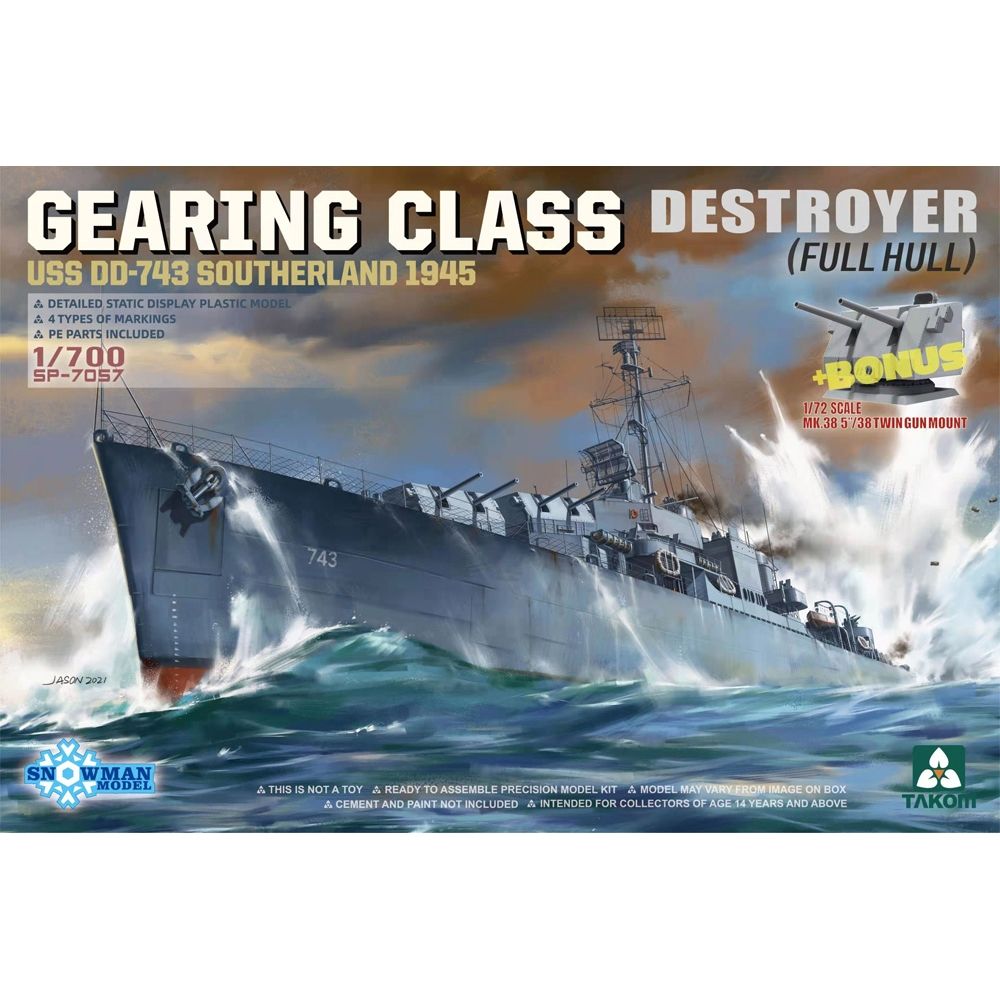 US Navy USS Southerland DD-743 1945 U.S. Destroyer Ship (Full Hull)