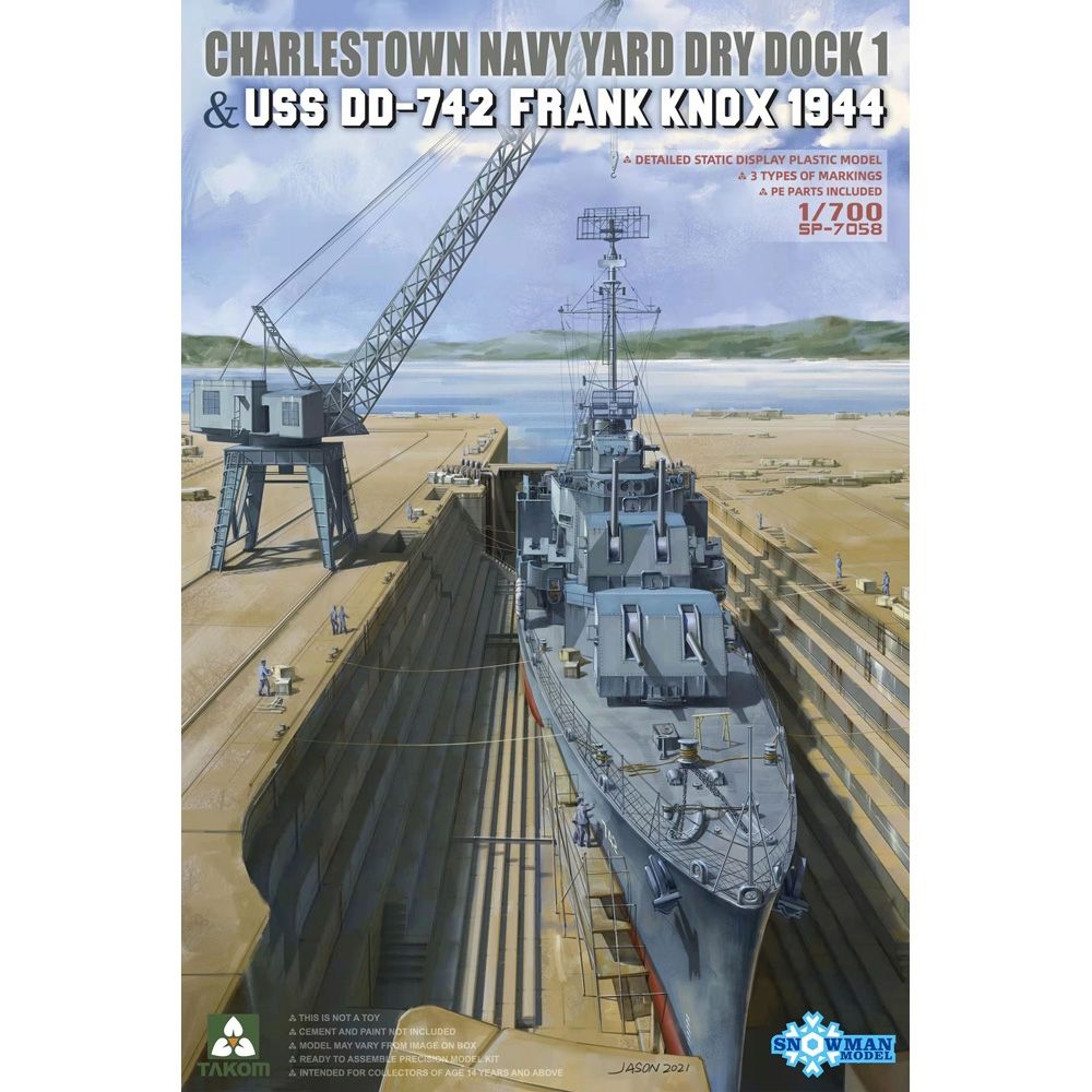 US Navy Charlestown Navy Yard Dry Dock 1 & USS Frank Knox DD-742 Ship