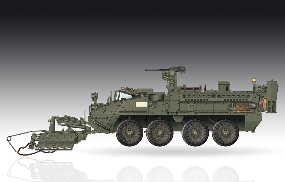 US Army M1132 Stryker Engineer Squad Vehicle w/SMP & AMP Mine Plough