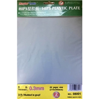 0.3mm HIPS plastic sheet (210x300mm x 2 pcs)