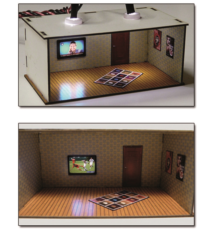 2 pcs Illuminated Rooms w/flat TVs News & Sports (H0/00 kit)