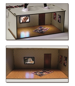 2 pcs Illuminated Rooms w/flat TVs Nature & Erotic (H0/00)