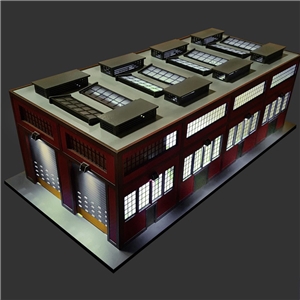 PLS-035 O Scale Dual Stall Modern Engine House w/Motorized Doors