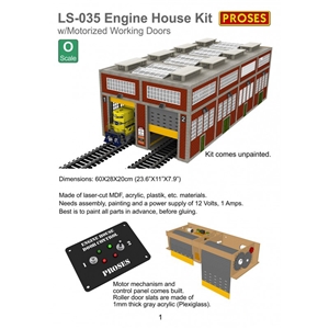 PLS-035 O Scale Dual Stall Modern Engine House w/Motorized Doors
