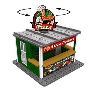 O Scale Pizza Stand w/Rotating Banner and Illumination