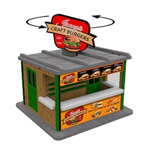 O Scale Jimmy's Burger Booth w/Rotating Banner and Illumination