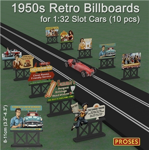 PLS-060 HO/OO Scale Laser-Cut UV Printed 50s Billboards (10 in a set)