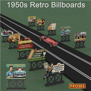 PLS-061 O Scale Laser-Cut UV Printed 50s Billboards (10 in a set)