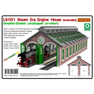 PLS-51 O Scale Dual Stall Steam Era Engine House Long Version (Pre-painted)