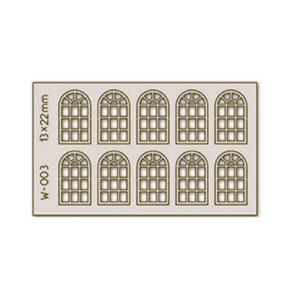10 pcs 13X22mm 14 Pane Arched Windows H0/00
