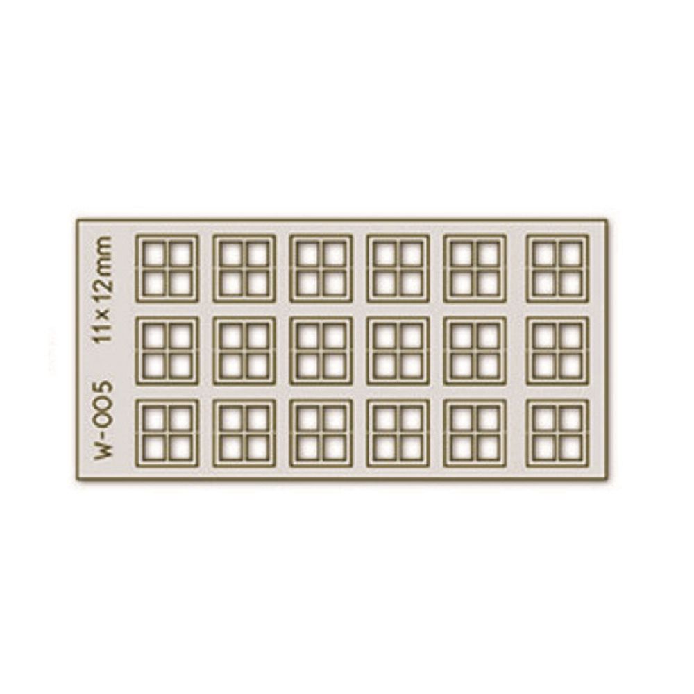 18 pcs 11X12mm 4 Pane Laser-Cut Windows H0/00