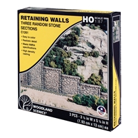HO Random Stone Retaining Wall (x3)