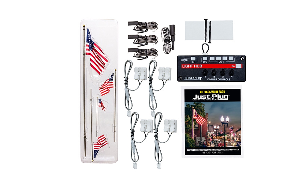 Flag Poles With Spotlights Value Pack