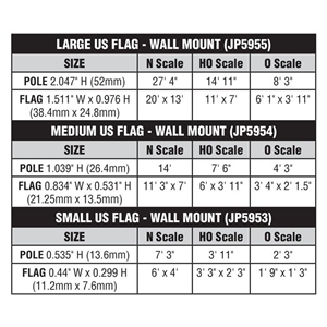 WJP5955 Large Wall Mount Flag US Dimensions