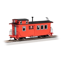 Wood Side-Door Caboose - Painted Unlettered - Red (Green Window Trim)