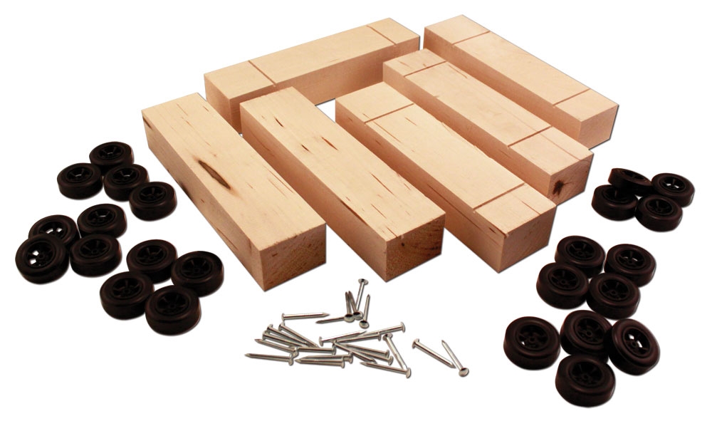 6-Pack Basic Block with Wheels & Nail-type Axles