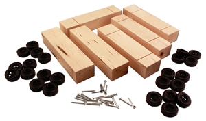 WP4051 6-Pack Basic Block with Wheels & Nail-type Axles