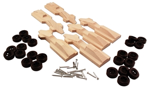 WP4053 6-Pack Grand Prix Block with Wheels & Nail-type Axles