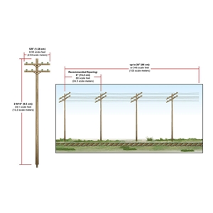 WUS2251 N Wired Poles Double Crossbar Dims