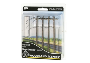 HO Wired Poles Single Crossbar
