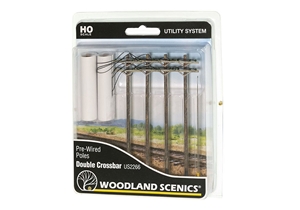 WUS2266 HO Wired Poles Double Crossbar